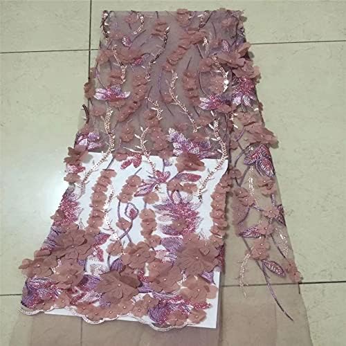 S3Lcraft Nigerijska čipkasta tkanina čipkasta 3d tkanina za vezenje cvijeća Francuska mrežasta čipkasta tkanina sa perlama za vjenčanje Nigerijska Afrička tkanina za vjenčanje Francuska čipkasta tkanina za vjenčanje
