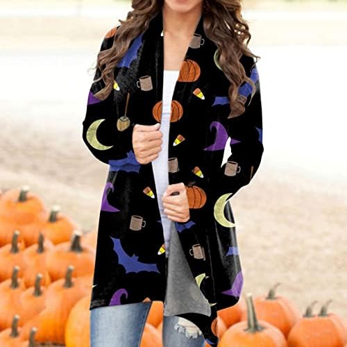 Ženske halloween casual majice Print Cardigan jaknu Dugih rukava Top kardigan košulja Kardiganski pamučni džemperi za