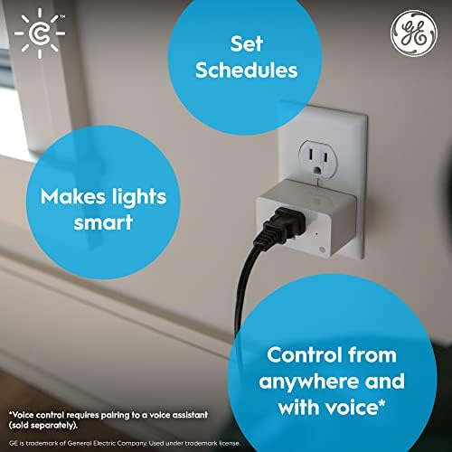 GE CYNC pametne LED Sijalice, svjetla za promjenu boje, Bluetooth i Wi-Fi svjetla, kompatibilne, PAR38 vanjske sijalice za reflektore & GE CYNC unutrašnji Smart Plug, Bluetooth i Wi-Fi Smart Outlet utičnica