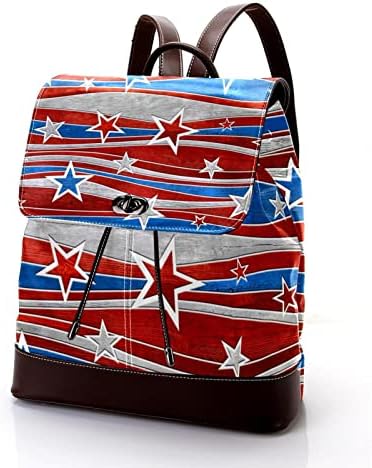 VBFOFBV ruksak za ženske pantalone za laptop ruksak za laptop Tražena torba, moderne crvene plave bijele pruge zvijezde