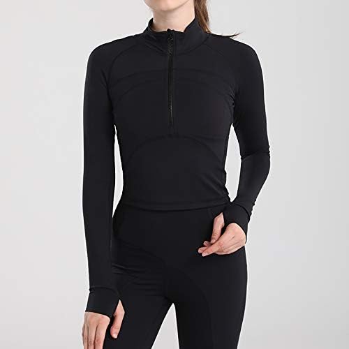 Specifična ženska jakna za žensku jaknu 1/2 Zip pulover Termički flishel Atletic dugih rukava koji trči vrh s rupama s palcem