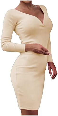 IQKA Ženska seksi kratka mini haljina dugi rukav V izrez uredski uredski radovi casual svakodnevne haljine