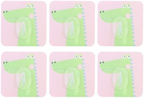 FDIT 6pcs Cartoon Slatka krokodil Bešavni jaki samoljepljivi kaput odjeća Viseća kuka drži samo ljepilo Nema bušenja Super super klizne tipke zidne vješalice