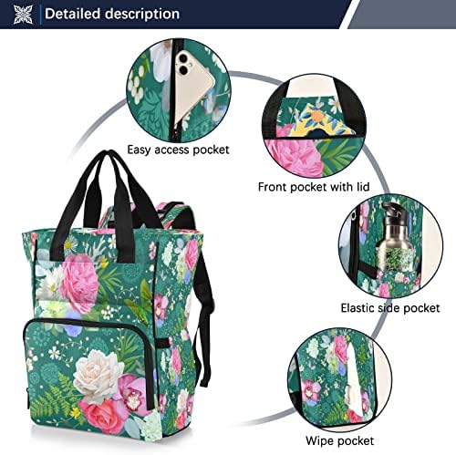 Mnsruu backpack cvijeća ruksaka za djecu, bager pelena, bager s maramičnim džepom, kolica za djecu