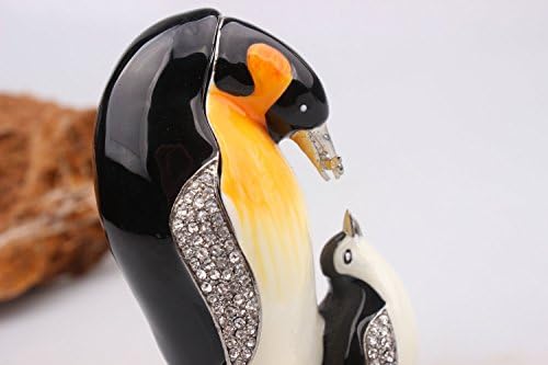 ZNewlook Pewter Penguin mama i sin Nakit nakit sitni kutija pingvin oblik ukrasna poklon kutija sa poklopcima