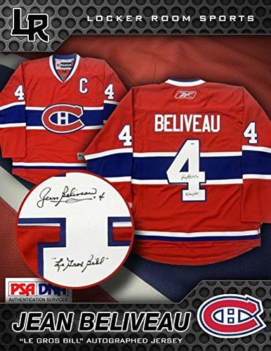 Jean Beliveau potpisao Montreal Canadiens Le Gros Bill Jersey PSA / DNK RBK Premier - autogramirani NHL dresovi