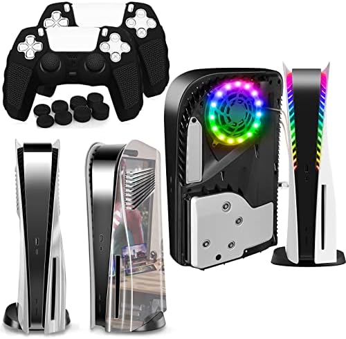 SIKEMAY [2 Pack] PS5 kontroler kože i PS5 ploče za Playstation 5 disk izdanje i RGB LED Light strip Kit