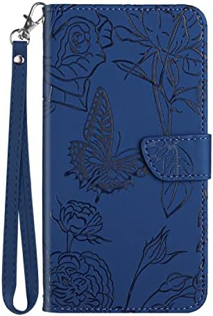 Onv Samsung Galaxy A30 futrola za telefon-svestrano otporna na udarce preklopna torbica za novčanik magnetna traka za kartice sklopiva reljefna kožna futrola za Samsung Galaxy A20 / Galaxy A30 poklopac [cvijet] - plava