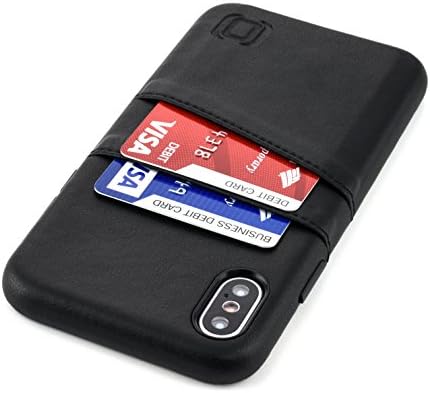 Dockem Exec iPhone X/XS novčanik slučaj: tanka Vintage Sintetička kožna torbica sa 2 slota za kreditnu karticu/ID držač, jednostavan profesionalni Snap na poklopcu [Crna]