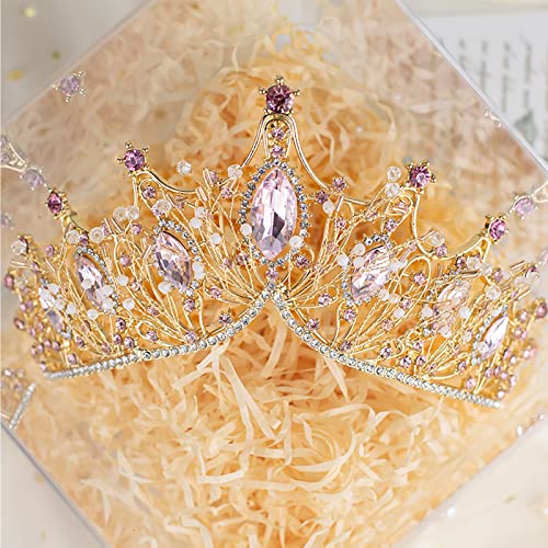 Yolmina barokna kraljica kruna za žene, ružičaste vjenčane tijare i krune sirena princeza Kristalna tijara