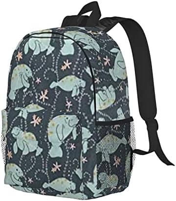 Ewmar Manatee Životinje 15-inčni lagani studentski ruksak ruksak ruksak Računarski torba Ispis