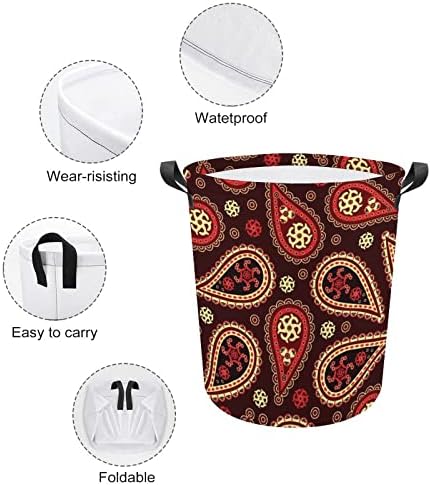 Indijska Paisley Sklopiva korpa za pranje rublja Vodootporna kočića za pohranu kante s ručkom 16,5 x 16,5
