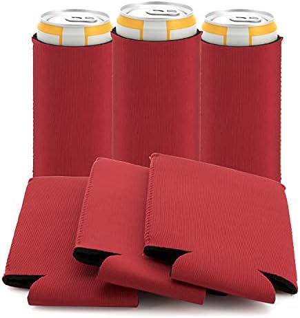 Snertz 10 pakovanje Slim Can Cool Crveno prazno DIY sublimacija izdržljiva neoprena izolirana mršava pivo, Seltzer, Can Worder Cooler Cooler Cool Cooles odgovaraju 12 oz.