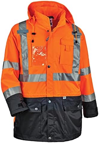 Ergodyne Glowear 8386 Visoka vidljivost reflektivna jakna od kiše, mala, narandžasta