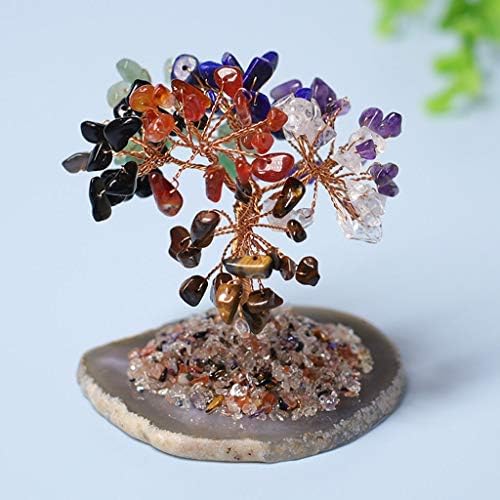 SHYPT Healing Crystal life Tree sa ahat Block Bonsai Quartz Crystal Lucky Tree, Home Office Decor Božić dekoracije