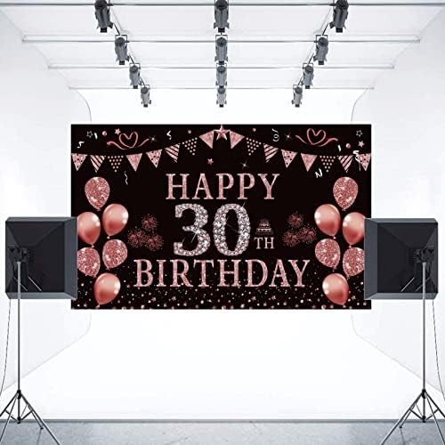 Trgowaul Rose Gold 30th birthday Backdrop 30 year old Birthday dekoracije za žene 5.9 X 3.6 Fts Happy Birthday
