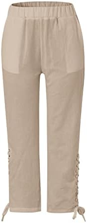 Duwei žene elastične strukske hlače za žene pogodne hlače visoke struke Kapri hlače sa džepovima široke noge žene joge