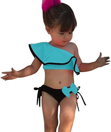 Bebi kupaći kostimi za djevojčice ljetni kupaći kostimi na jedno rame male djevojčice Volani Lukknot dvodijelni