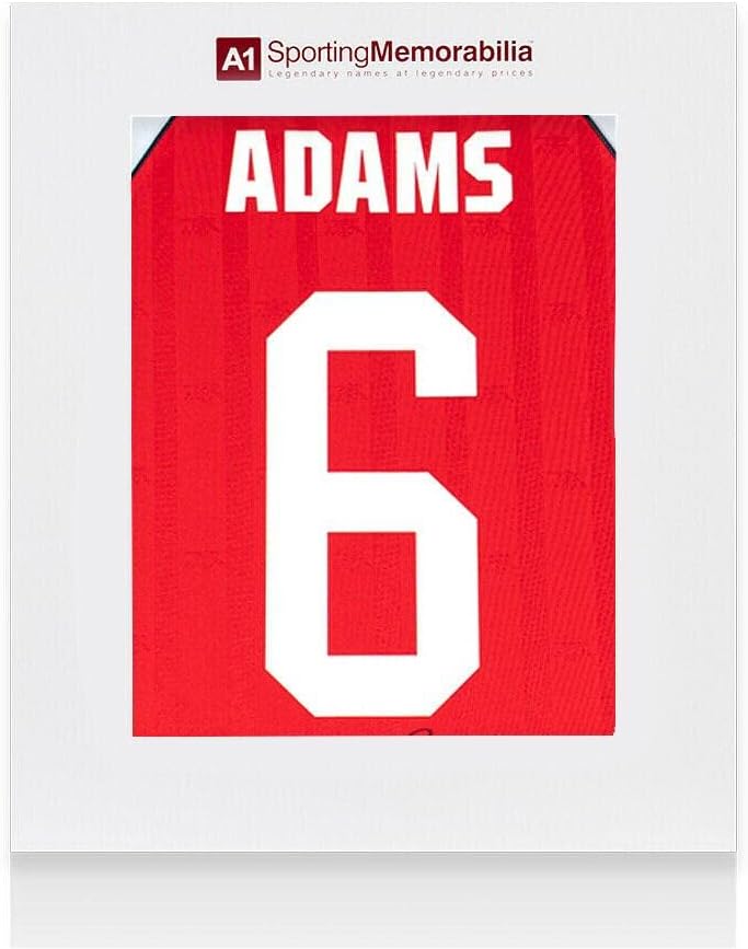 Tony Adams potpisana Arsenal košulja - 1988-1989, dom, broj 6 - Poklon kutija - nogometne nogometne drepse