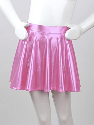 Hansber Kids Girls Optived suknja Metallična sjajna haljina ugrađena u šorts za ples Gimnastics Party