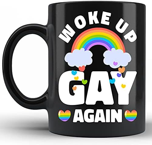 kobalo probudio gej ponovo šolja, smiješno Gay Pride šolja, Trans Enby Queer Pan prisutan jednaka prava Gay prava Rainbow prilagođene šolje kafa novost 11 Oz