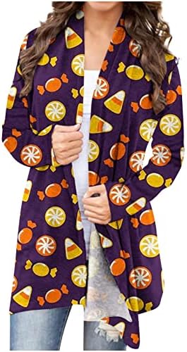 Ženska slatka Halloween Cardigans tanka kašmir otvoreni prednji kardigan s dugim rukavima Kawaii grafički
