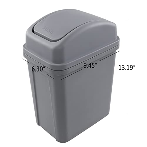 Fiazony plastična kanta za smeće od 2 galona sa poklopcem za ljuljanje, siva kanta za smeće