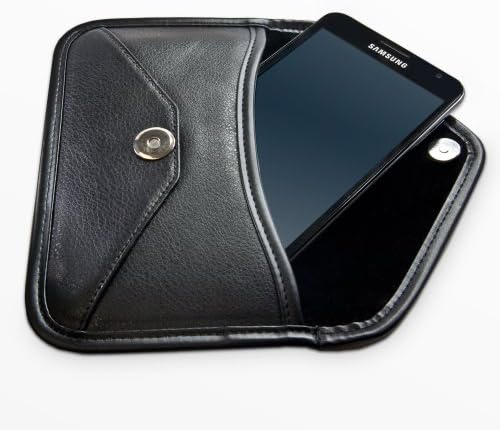 Boxwave Case kompatibilan sa oštrim Aquos R3 - Elite kožnom messenger torbicom, sintetički kožni poklopac koverte za kovertu za oštre AQUOS R3 - JET CRNI