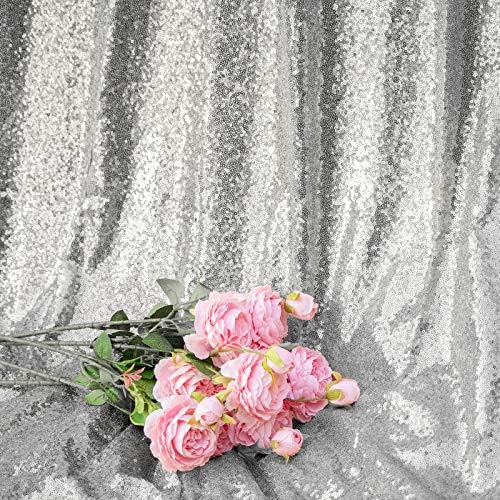 Jyflzq Silver Sequin backdrops zavjese 8ft x 8ft 1 Panel Glitter Photo Booth pozadine svjetlucave fotografije pozadinske zavjese za zabave vjenčani tuševi
