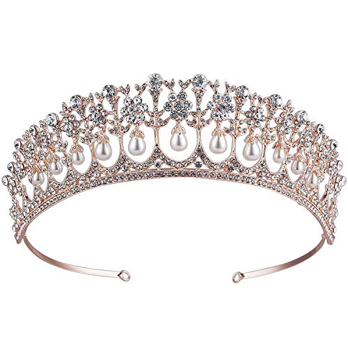 CROWN GUIDE Crystal Rhinestone Queen Bride Tiara Crown for Women Girls Headdress Vintage Bridal Birthday