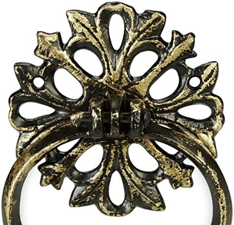 Relaxdays Antique Knoker, liveno gvožđe, ukrašen kucački prsten, za ulazna vrata, HxWxD: 13 x 9,5 x 2 cm, bronzana / crna