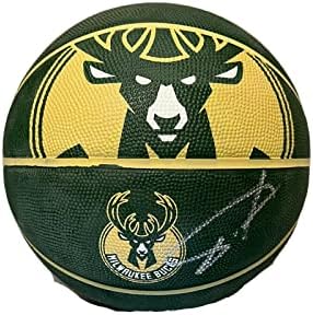 Giannis Antetokounmpo potpisao je Milwaukee Bucks Logo Košarka JSA - Košarke sa autogramom