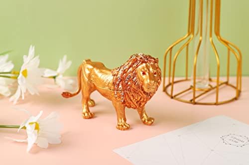 Fasslino Lion trinket kutije sa šarkama šake ručno oslikana kutija za nakit za životinje Figurine jedinstveni