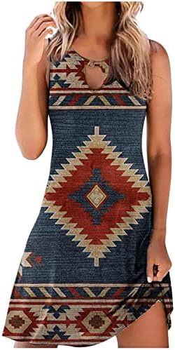 Ležerne ljetne haljine za žene Seksi Aztec Ispis izrezane haljine bez rukava A-line bez rukava Vintage Beach