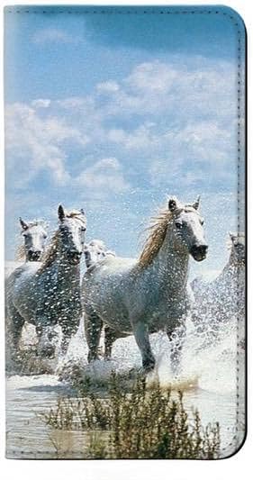 RW0250 bijeli konj PU Koža Flip Case Cover za iPhone 14