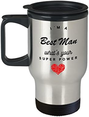 Najbolja putna šolja za kafu Man Super Power Power, Poklon za najboljeg muškarca iz Groom Bride Wedding
