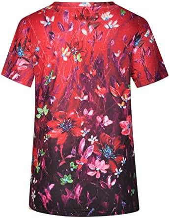 Ljetna jesenska majica djevojke 2023 kratki rukav pamuk duboki V vrat grafički Print cvjetni Salon Top Tee