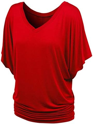 Ženske bluze koje sakrivaju salo na stomaku i ruke, Plus Size v kapa za vrat rukav sa Ruched majicama, labavi