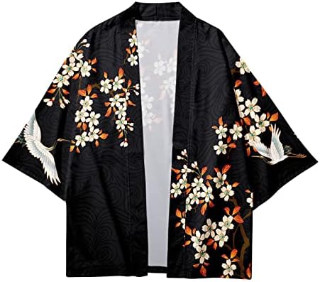 Muške 2 komadne ležerne odjeće Muški urbani slobodno vrijeme opušteno antikni digitalni tisak Kimono Cassock