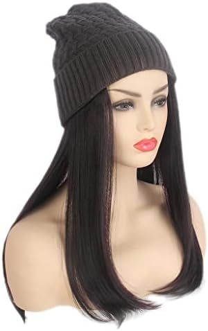 DOUBA modni evropski i američki ženski šešir za kosu jedan crni pleteni šešir perika duga ravna crna perika