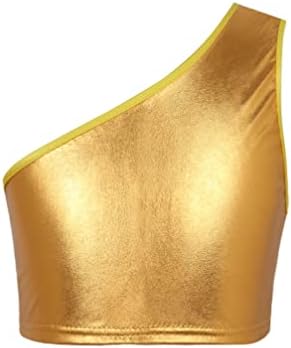 Jugaoge Kids Dječja djevojka sjajna metalik vježbanje vrhovi jednoslojni rezervoar bez rukava na vrhu Sport Vest Dance Tops Gold 9-10 godina