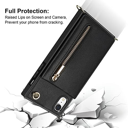 Vofolen za iPhone XR case Zipper novčanik poklopac sa kreditnom karticom držač Lanyard Crossbody Strap žene