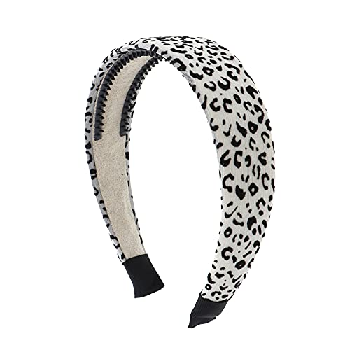 Motique Accessories 1.5 Inch podstavljena traka za glavu sa velur Leopard kremom za štampu