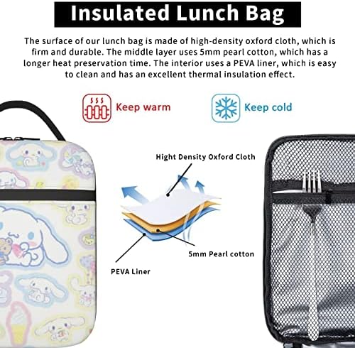 Slatka Anime torba za ručak za djevojčice i žene Kawaii izolovana torba za ručak za odrasle na otvorenom
