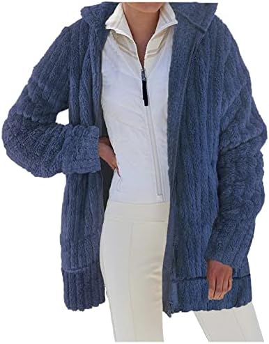 NDVYXX Ženska 2023 modni zimski kaput s dugim rukavima sa dugim rukavima Zip Up Faux Shearling Shaggy prevelika jakna