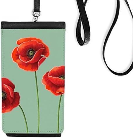 Umjetničko slikarstvo Crveno cvijeće Telefon novčanik torbica Viseća mobilna torbica Crni džep