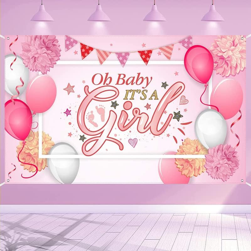 Oh Baby To je djevojka Baby Shower Party backdrop dekoracije veliki Pink Baby Shower rođendan Banner pozadina