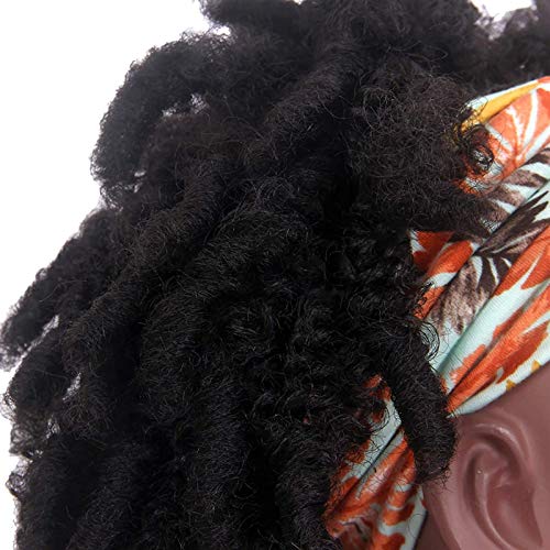 Well perike sa trakom za glavu za crne žene, Afro sintetičke kratke kinky Curly perike sa šiškama omotajte