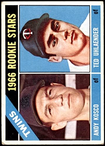 1966. TOPPS 264 Twins Rookies Ted Uhlaender / Andy Kosmo Minnesota Twins GD + Blizanci