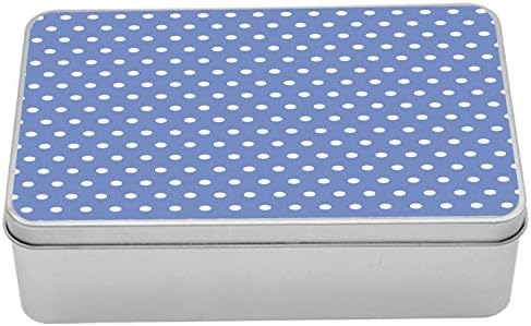 AMBESONNE retro limena kutija, bijela polka točkice na plavoj pozadini Romantični uzorak klasičnog vintage